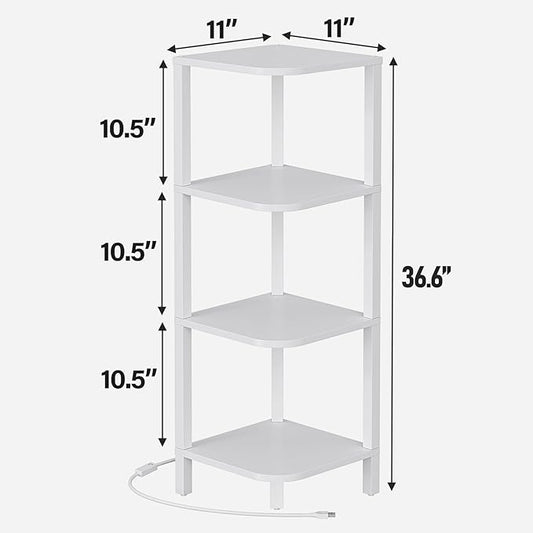 TUTOTAK Corner Shelf, 4-Tier Corner Bookshelf for Small Space, Narrow Display Corner Shelf Stand with Storage Rack, for Living Room, Bedroom, White BS08BW004L