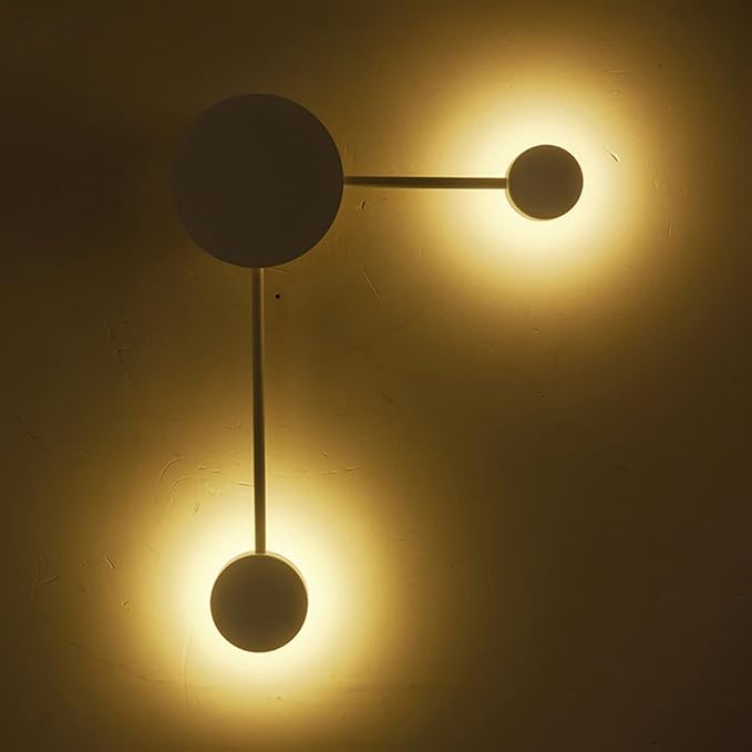 LED Wall Sconce Mid-Century Wall Lamp Lighting Fixture Black Finish丨Acrylic Indoor Modern Wash Wall Spot Light丨Wall Mount Lamps for Living Room Bedroom Hallway Home Room Decor (2 Light3000K)
