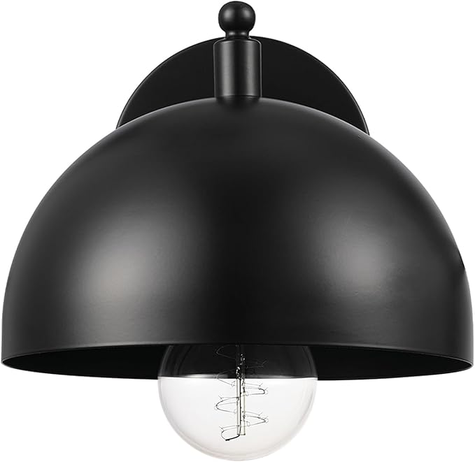 Globe Electric 65000047 1-Light Wall Sconce, Matte Black, Wall Lights for Living Room, Bedroom, Den, Mounted Bedside Lamp, Apartment Essentials, Dimmable, Lights for Apartment and Rentals
