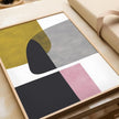 Nationcog Modern Mustard Yellow Black Pink Minimalist Art, Mid-Century Contemporary Wall Decor, Large Abstract Home Accent, Handmade Gift Design (Unframed) (24x36)