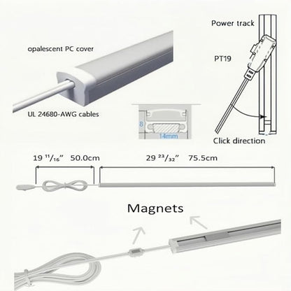 Gondola Shelving Lights 1408 Type LED Lighting Bar Under Retail Shelves via Magnets for Super Market, Commercial Refrigerator, Beverage Cooler, Merchandiser or Bakery, Ultra Slim Length 30"