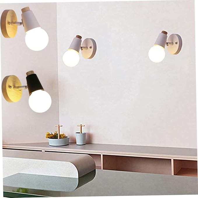 jojofuny Modern Minimalist Wall Lamp E27 Sconce for Bedroom and Hallway Solid Wood Design No Light Bulb Included for Loft and Decorative Lighting