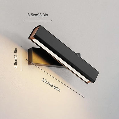 Linear Adjustable Wall Light Modern 4W LED Warm Light Wall Sconce Indoor 360° Rotation Wall Mounted Light Fixture, Aluminum Picture Lights for Gallery, Bedroom, Corridor (22cm/8.66")