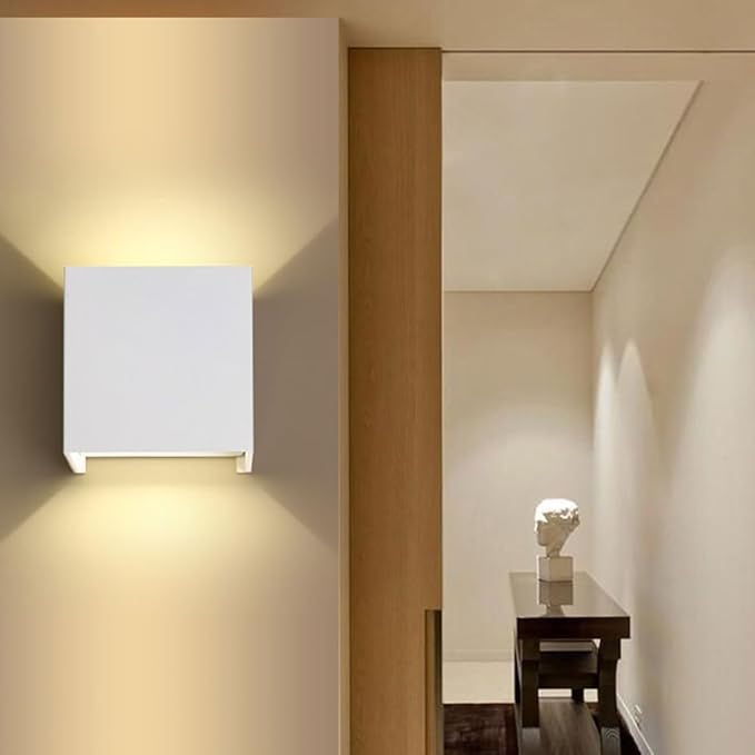 ICEMOB 3.94in Indoor Wall Sconce Dimmable 12W, Modern LED Wall Lamp Black, Up Down Wall Mount Lights Mini Metal for Living Room Bedroom Hallway Decor