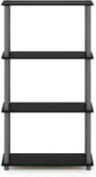 Furinno TURN-N-TUBE Storage Shelves, 4-Tier Toolless Book Shelf, Corner Shelf, Toolless Open Shelves, for Organization and Storage, Living Room, Garage, Home Office, Black