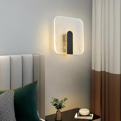 Acrylic Wall Lamp Modern Bedroom Bedside Lamp Minimalist Corridor Aisle Stair Light Study Living Room Background Wall Sconces Indoor Decoration (Square)