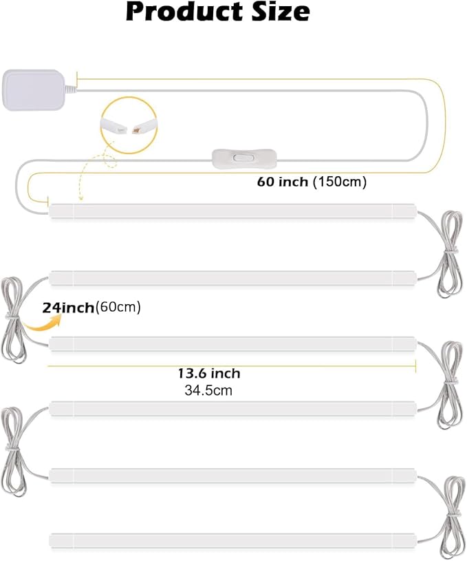 Cefrank LED Under Cabinet Lighting 6-Pack 12 inch Seamlessly Linkable Strip Light Bars for Cabinet, Kitchen, Shelf, Workbench, Cupboard Lighting, 1200 Lumen (Warm White 3000K)