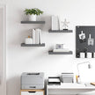 Set of 4 High Gloss Grey Honeycomb MDF and Metal Floating Wall Shelves, Modern Display Storage for Books and Decor with Easy Installation