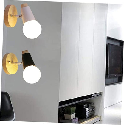 HOMSFOU Minimalist Solid Wood Wall Lamp Modern Loft Lighting No Bulb Room Wall Sconce Decor