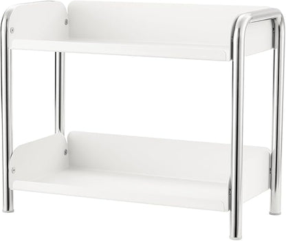 MOZIMABOX Cabinet Organizer Shelf, 2 Tier Kitchen Spice Rack Countertop Shelf Organizer, Stainless Steel Kitchen Storage Countertop Storage Shelf Container, (S, White)