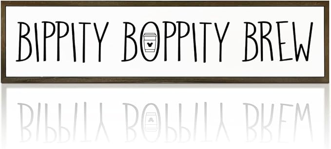 Coffee Wood Sign, Cute Coffees Decoration, Country Farmhouse Decor for Home Kitchen, Wooden Hanging Signs, Rustic Coffee Station Decor, Coffees Lover Gift, Bippity Boppity Brew Sign, 17.8x4x1.2 inches