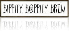 Coffee Wood Sign, Cute Coffees Decoration, Country Farmhouse Decor for Home Kitchen, Wooden Hanging Signs, Rustic Coffee Station Decor, Coffees Lover Gift, Bippity Boppity Brew Sign, 17.8x4x1.2 inches