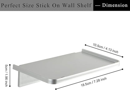 Acrylic Floating Wall Shelves - Small Stick-on Wall Mounted Phone Shelf Holder Wipes Rack Smart Speaker Shelf for Bathroom,Kitchen,Toilet,Bedroom,Office - Sliver
