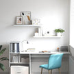 Modern Floating Wall Shelf Set of 2 with Oak and White Honeycomb MDF and Metal Frame for Living Room Home Office Storage