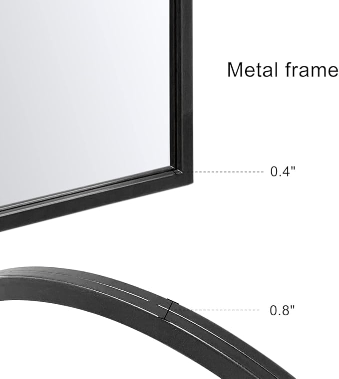 OGCAU 30x20 Inch Black Mirror Wall Mirror for Bathroom, Black Metal Frame, Arched Wall Mounted Mirror, Bathroom Vanity Mirror for Living Room Entryway (Black)