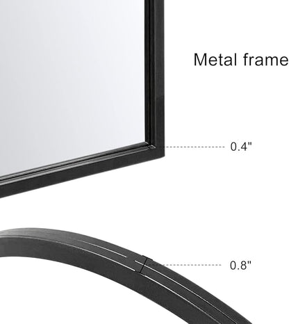 OGCAU 30x20 Inch Black Mirror Wall Mirror for Bathroom, Black Metal Frame, Arched Wall Mounted Mirror, Bathroom Vanity Mirror for Living Room Entryway (Black)