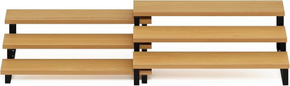 Furinno RAVEL Kitchen Countertop Organizer Set of 2, 3-Tier Counter Shelves, Kitchen Storage, Expandable, Spice Rack, for Pantry, Coffee Bar, Beech