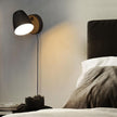Plug in Wall Sconce Black,Bedside Wall Lamps with Switch,Modern Wood Wall Light for Bedroom with 180°Rotation Metal Shade,Indoor E26 Wall Lamp for Living Room,Dining Room,Hallway,Stairway,Wall Decor