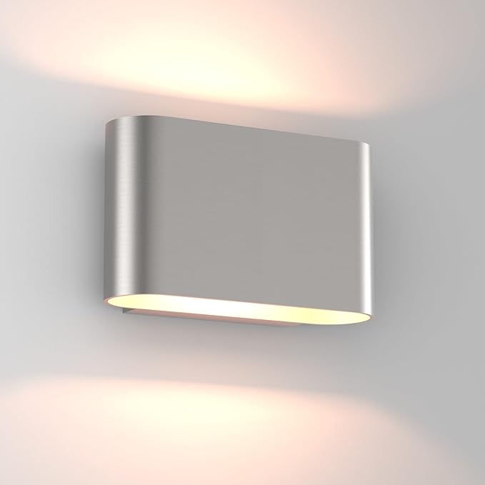 Aipsun Nickel LED Wall Sconces 1 Pack Indoor Modern Wall Lights Hardwired Up and Down Interior Wall Mount Light for Living Room Bedroom Hallway Warm White 3000K(with G9 Bulbs)