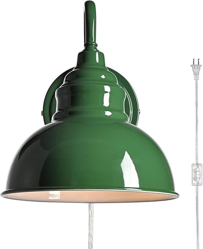 Plug-in Wall Sconce with On-Off Switch Modern Gooseneck Mini Green Wall Light for Bedroom Hallway Living Room Dining Room