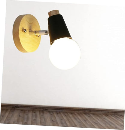 NUOBESTY Minimalist Solid Wood Wall Sconce Light Fixture Modern Black Design for Bedroom Bathroom Loft Decor No Light Bulb Included