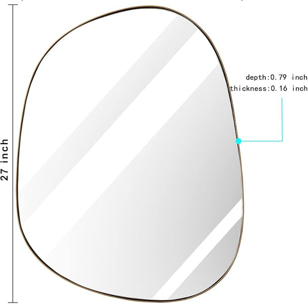 Asymmetrical Mirror for Wall Decor 21"*27", Modern Brass Framed Wall Mirror for Living Room Bathroom Bedroom Entryway ELE-STOU-0065G