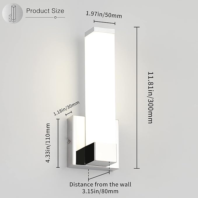 Chrome Wall Lights for Bedroom Modern Indoor LED Hallway Sconces Corner Light 12