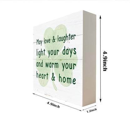 St. Patrick's Day Decor, Wooden Box Sign Desk Decor, White Wood Box Sign, Inspirational Decor Sign, Table Decorations for Home Living Room Bedroom, Housewarming Gift, Saint Patrick's Day Gift