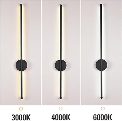 Nordic LED Linear Wall Sconce - Minimalist Aluminum Light for Living Room, Bedroom, and More(Black,100cm)