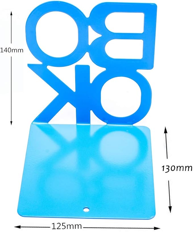 Book Ends - Decorative Metal Book Ends Supports for Bookrack Desk,Books, Unique Appearance Design,Heavy Duty (Blue, 2 Pair)