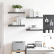 Set of 4 Glossy Grey Honeycomb Floating Wall Shelves, MDF and Metal Modern Storage, Easy Installation for Displaying Books and Decor, High-Gloss Finish, Sturdy Weight Capacity