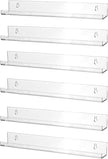 Sooyee 6 Pack Acrylic Shelves - 15 Inch Floating Bookshelf for Kids Room, Picture Ledge Shelves, Funko Pop Toy Storage - Clear