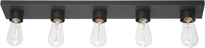 Globe Electric 5-Light Vanity Light, Matte Black, Modern Glam, Bathroom Fixture, Horizontal Vertical Mount, 52088