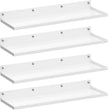 PEKGRIL 4 Pack Metal Floating Shelves, 17x6 Inch Large Wall Mounted Shelf for Storage, White Kids Bookshelf, Display Ledge Shelves with Lip for Bathroom, Bedroom, Living Room, Bathroom, Kitchen