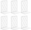 Geomod 3D Cube White Metal Bookends Decorative for Heavy Books - Sturdy Boho Book Stops - Minimal Book Shelf Stopper - Durable Office Bookends - Weighted Metal Book Holders - 7x4.75 Inches - 3 Pair