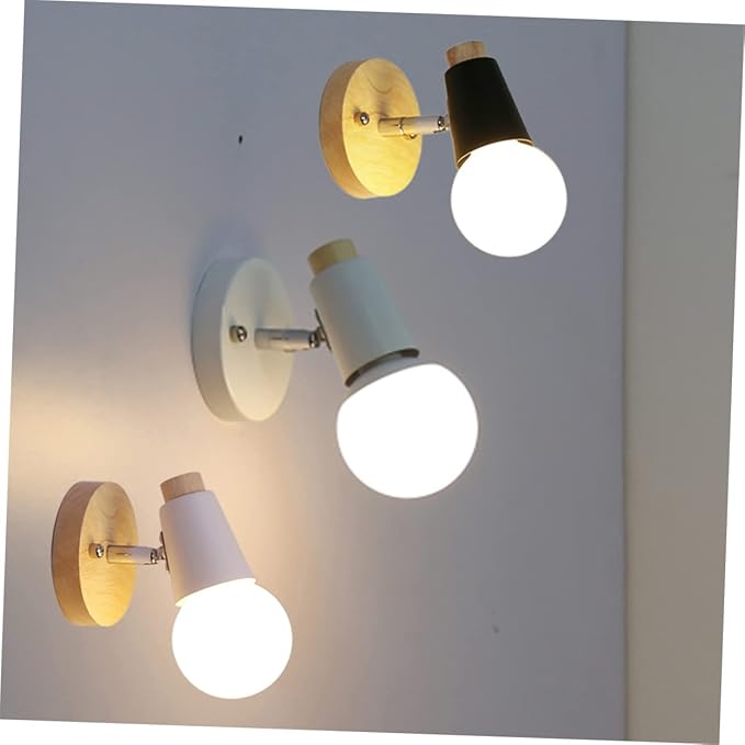 Minimalist Solid Wood Wall Lamp Black Socket Modern Loft Lighting Decor for Bedroom Living Room Dining Study Bathroom Space Saving Mounted Decorative Sconce