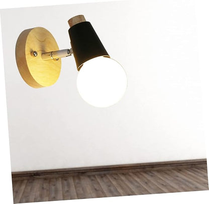 Vaguelly Minimalist Wall Lamp Fixture Modern Solid Wood Design for Loft Lighting Decor Black Finish Space Saving Wall Mounted Light for Living Room Bedroom Dining Room More