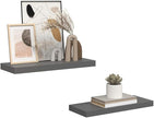 Glossy Gray Honeycomb MDF and Metal Floating Wall Shelf Set of 2, Modern High-Gloss Finish for Stylish Interiors, Durable Storage for Books and Decor, Easy Mounting Hardware