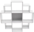 Wall Mounted Book Shelf 3-Tiers 9 Compartment Geometric Bookshelf Decorative Display Open Shelves Floating Shelf Bookcase Holds up to 66.1 lbs (White)