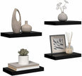 Set of 4 High Gloss Black Honeycomb MDF Floating Wall Shelves Modern Display Storage for Living Room Bedroom Office
