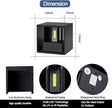 12W LED Wall Sconces Lights Modern Black LED Wall Lamp Set of 2,Up and Down Square 3000K Warm White Wall Lighting Fixtures for Indoor/Outdoor,Living Room,Bedroom,Hallway 3.94in*(2 Pack)