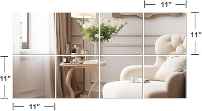 Vlush Home Gym Mirror Tiles 11'' x 11'' x 8PCS Full Body Mirror Full Length & Wall Mounted Mirrors Decorative for Home Gym, Door, Bedroom & Bathroom