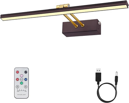 Picture Light,5000mAh Rechargeabl Art Lights for Paintings,Remote 16" Display Accent Lighting with Timer and Dimmable for Wall,Frame,Portrait-Black