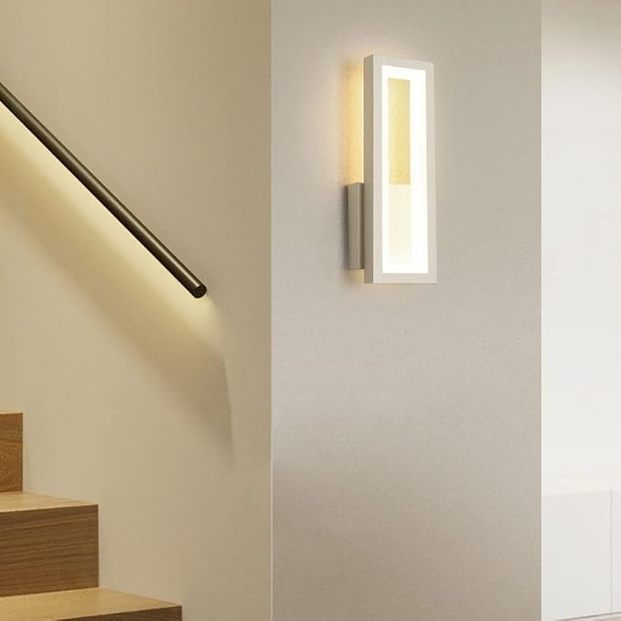LED Wall Light Modern Metal Wall Sconce Lighting 16W Bedside Wall Lamp, Nordic Rectangle Wall Sconces Indoor Wall Wash Lights for Living Room Bedroom Bedside Hallway