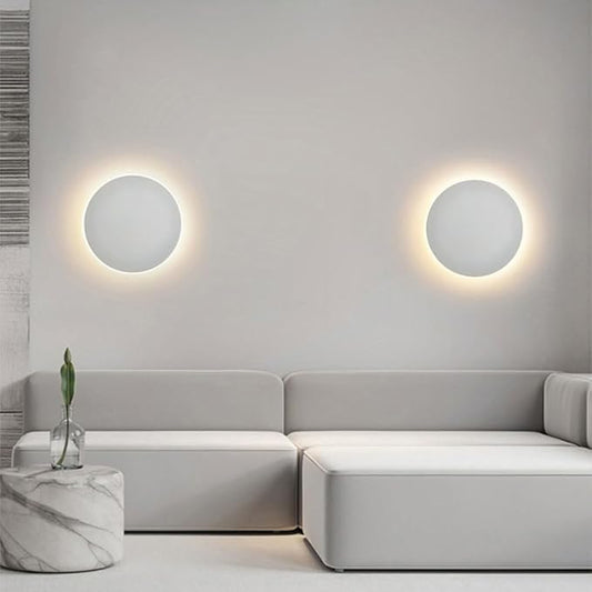 Modern Wall Sconce Light 3-Level Dimming LED Wall Lamp Minimalist White/Black Round Disc Indoor LED Mounted Lamp for Bedroom Living Room Bathroom Corridor Porch Stairs