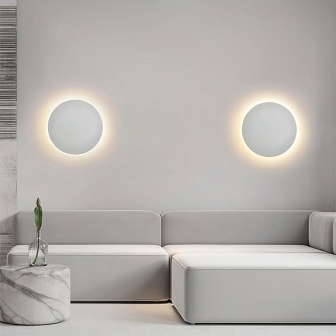 Wall Sconces Modern Light Fixture White/Black Round Disc Wall Sconce Indoor Decorative Wall Light Creative Minimalist Lighting for Living Room Stairs Bedroom Aisle Bathroom Bedsid