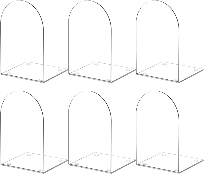 Acrylic Bookends 6 Pieces, Book Ends for Shelves, Clear Bookends for Shelves, Transparent Book Organizer for Desktop, Shlef Book Stopper for Home Office