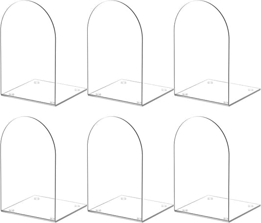 Acrylic Bookends 6 Pieces, Book Ends for Shelves, Clear Bookends for Shelves, Transparent Book Organizer for Desktop, Shlef Book Stopper for Home Office