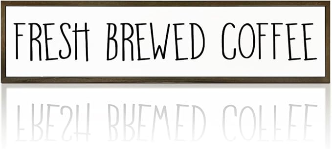 Coffee Wood Sign for Coffees Bar, Farmhouse Desk Signs, Rustic Cafe Decor, Coffees Home Decor for Kitchen Bar, Decorative Wooden Table Decoration, Fresh Brewed Coffee Sign, 17.8x4x1.2 inches