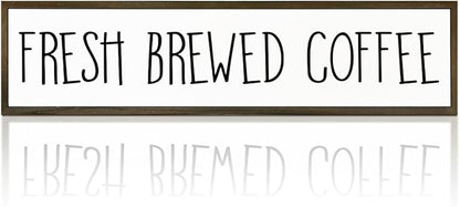 Coffee Wood Sign for Coffees Bar, Farmhouse Desk Signs, Rustic Cafe Decor, Coffees Home Decor for Kitchen Bar, Decorative Wooden Table Decoration, Fresh Brewed Coffee Sign, 17.8x4x1.2 inches